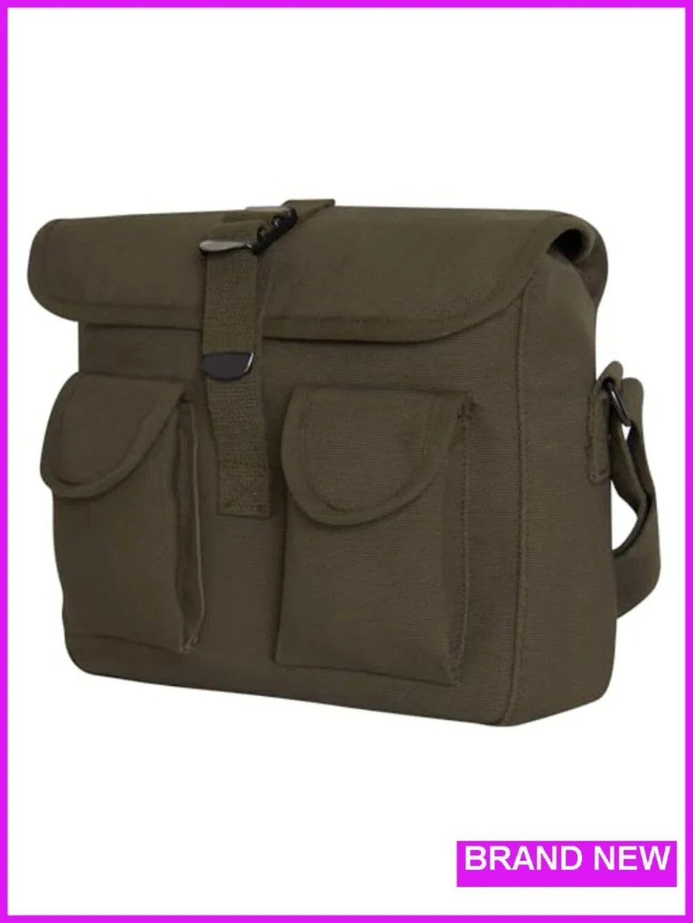 Canvas Crossbody Shoulder Bag with Buckle Flap Pockets